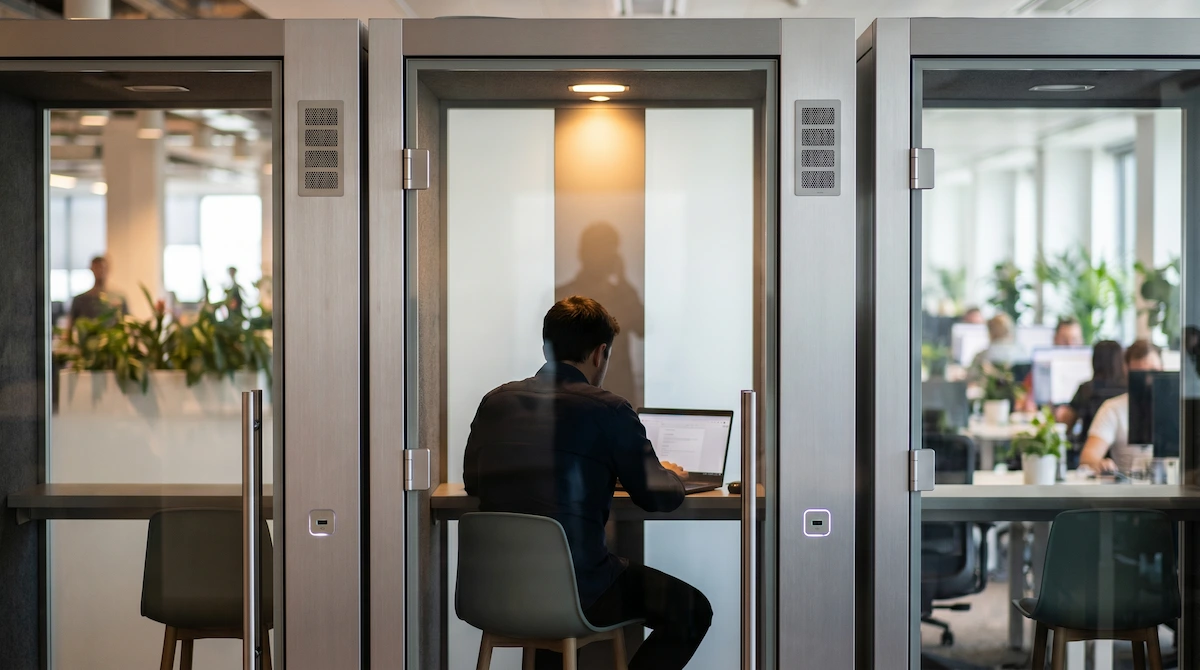 Bốt điện thoại cá nhân sử dụng vách kính cách âm 45dB