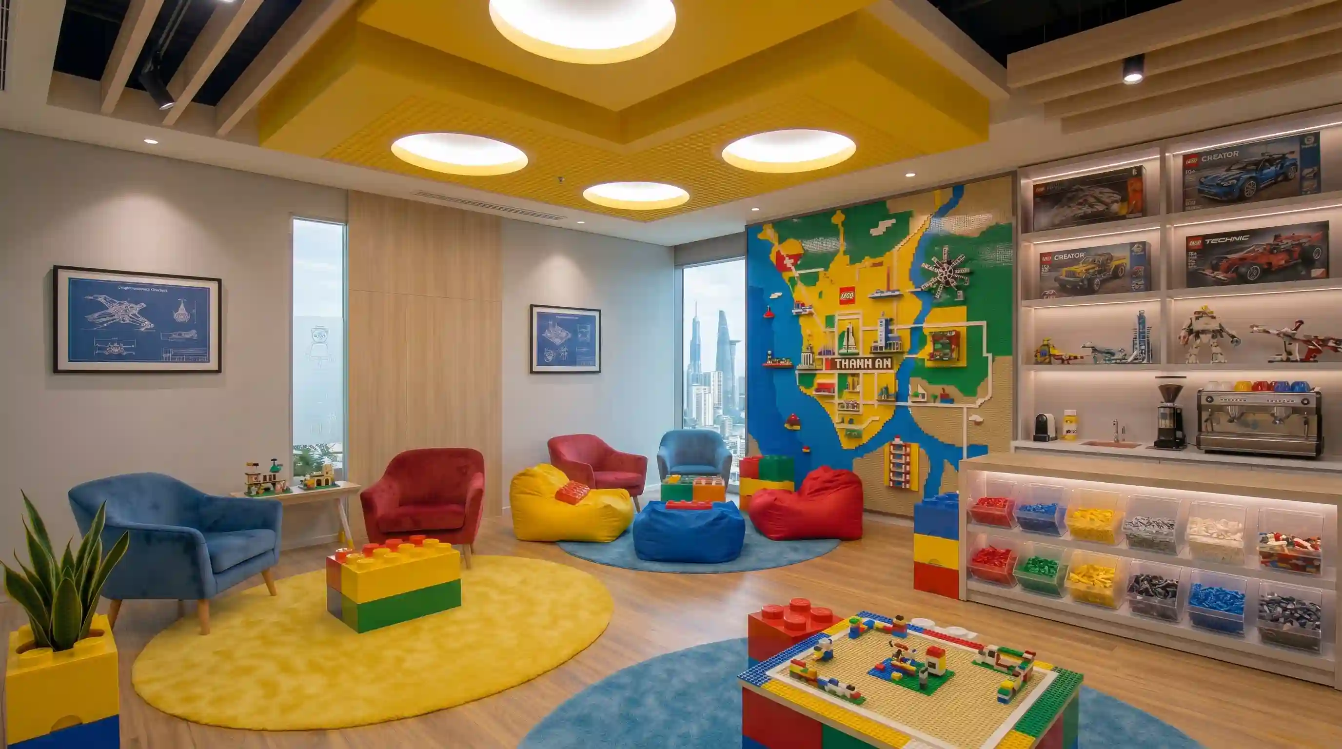 Khu vực giải trí Play Zone Không gian giải trí Play Zone đầy màu sắc diện tích 500m2 tại The Nexus.