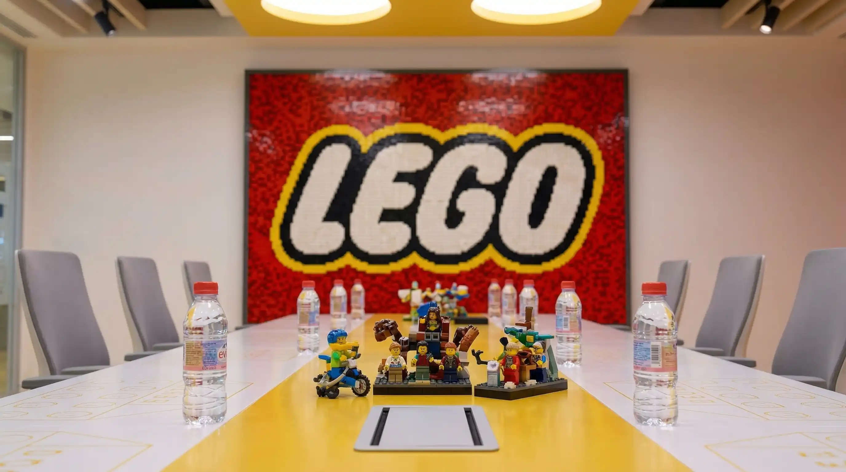 Trang trí mô hình bàn họp Điểm nhấn trang trí mô hình nhân vật LEGO sinh động trên mặt bàn họp diện tích 500m2.