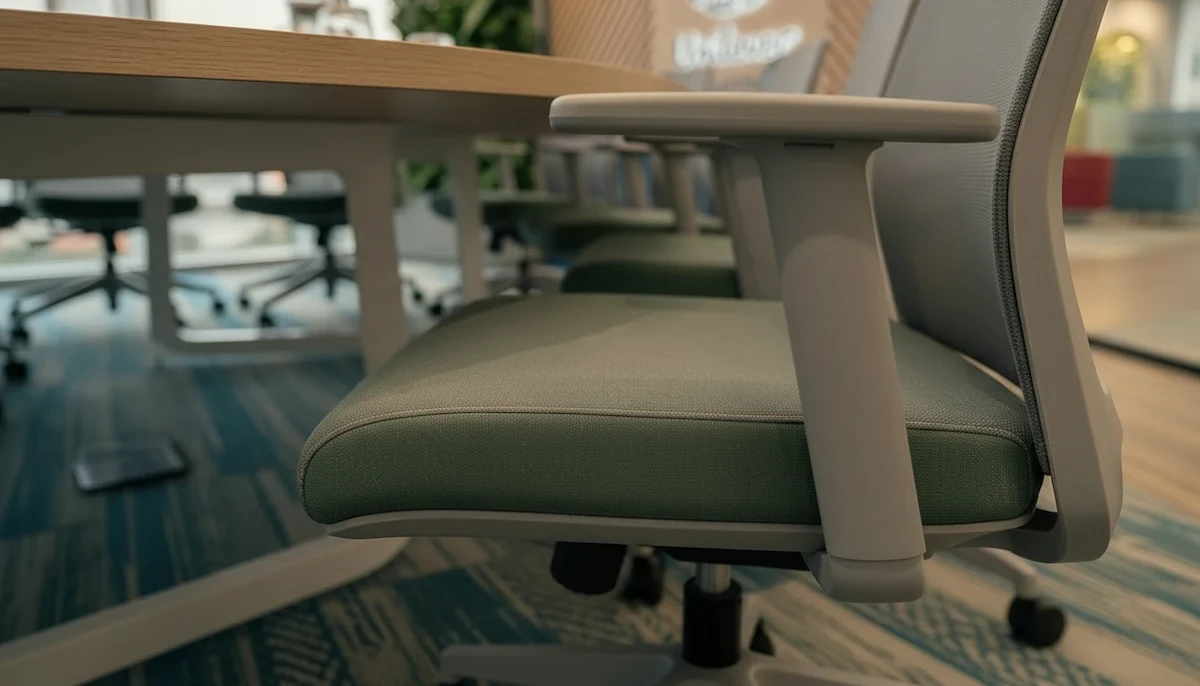 Ghế xoay công thái học cao cấp Chi tiết ghế xoay công thái học lưng lưới xám hiện đại trang bị cho dự án Unilever.